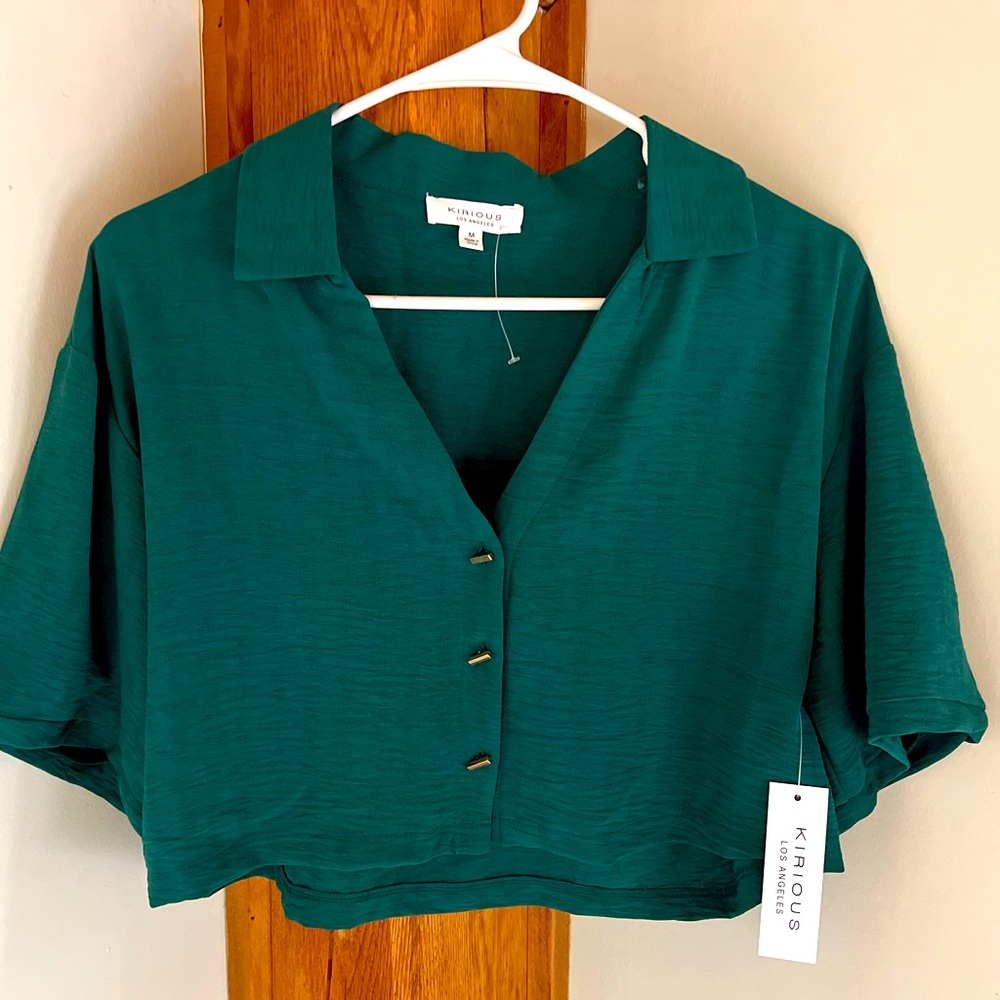 Emerald crop top blouse.